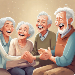 lachende Senioren klatschend